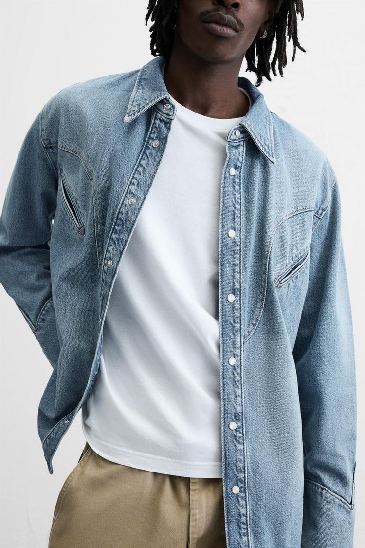 ZARA DENIM SHIRT WITH POCKETS