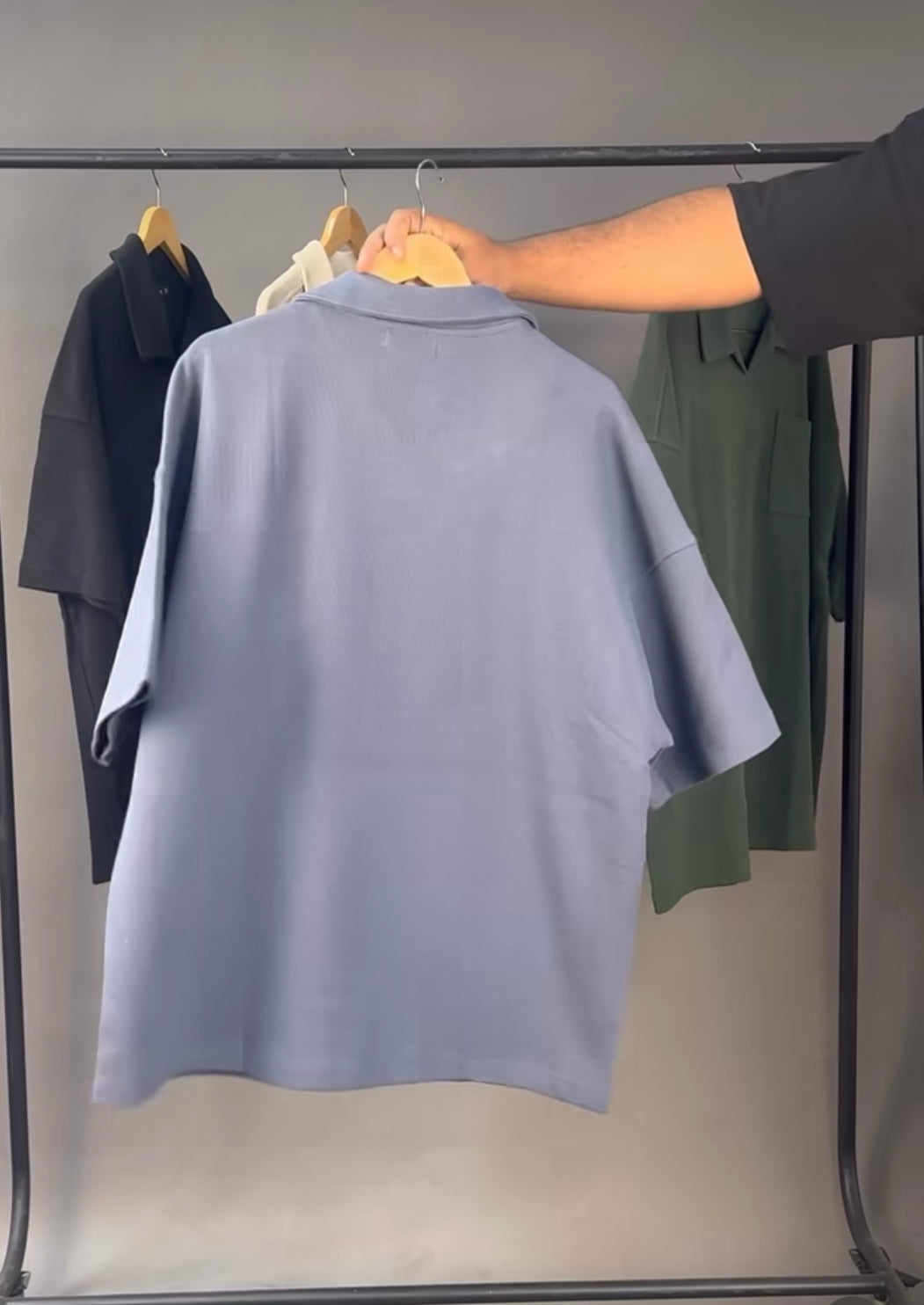 SOK OVERSIZED HEAVYWEIGHT
WAFFLE POLO IN BLUE