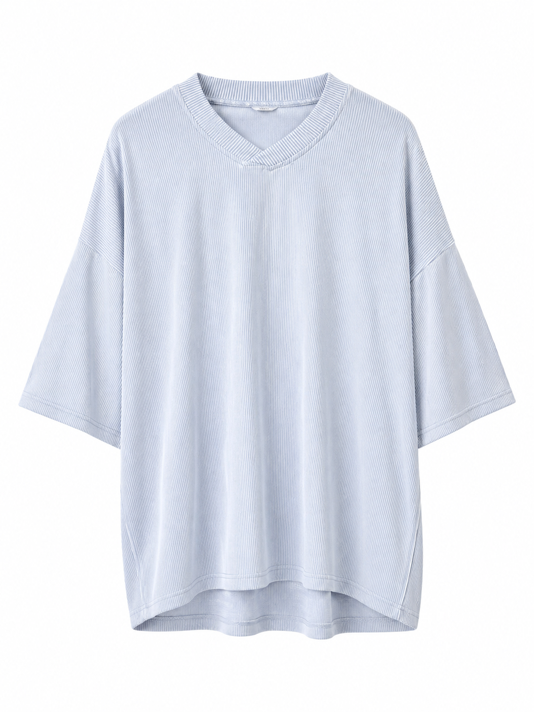 Zedek Revere V -Neck Tee in Light Blue