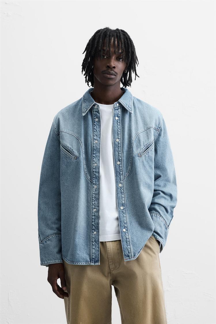 ZARA DENIM SHIRT WITH POCKETS