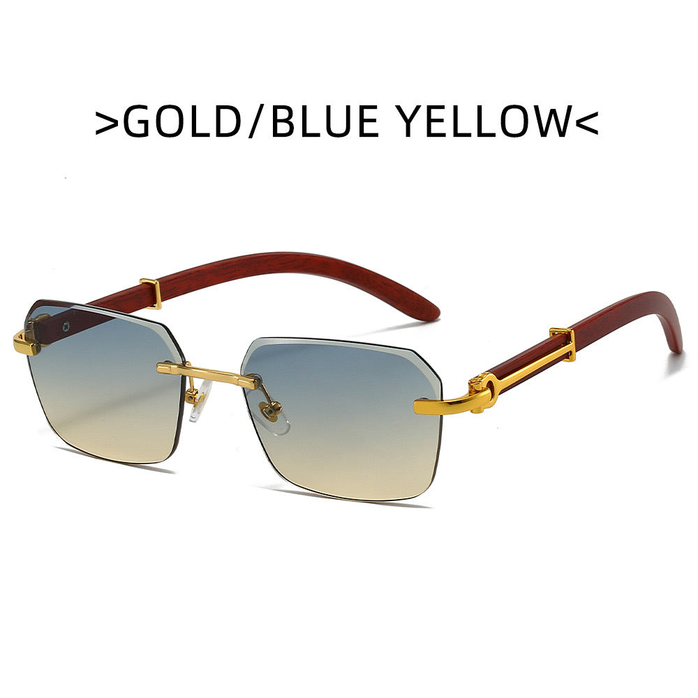 Rimless Blue/Yellow lens in Gold frame