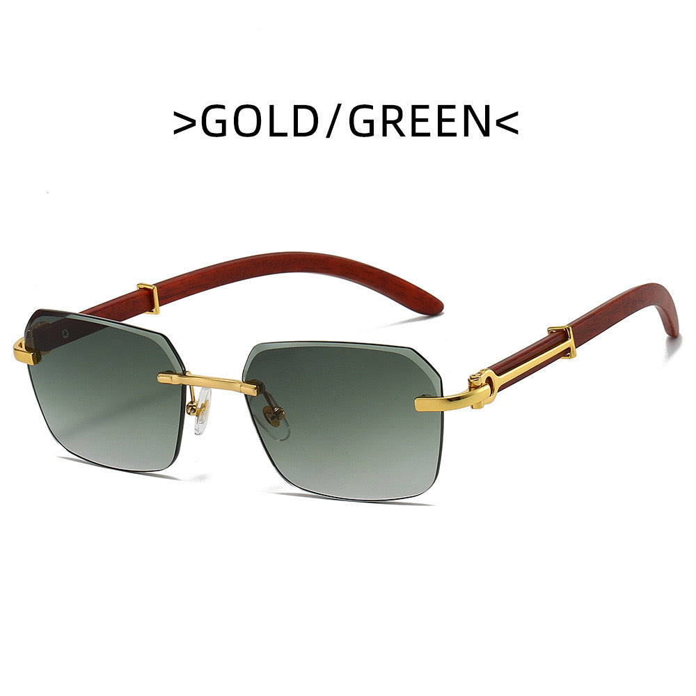 Rimless Green lens in Gold frame