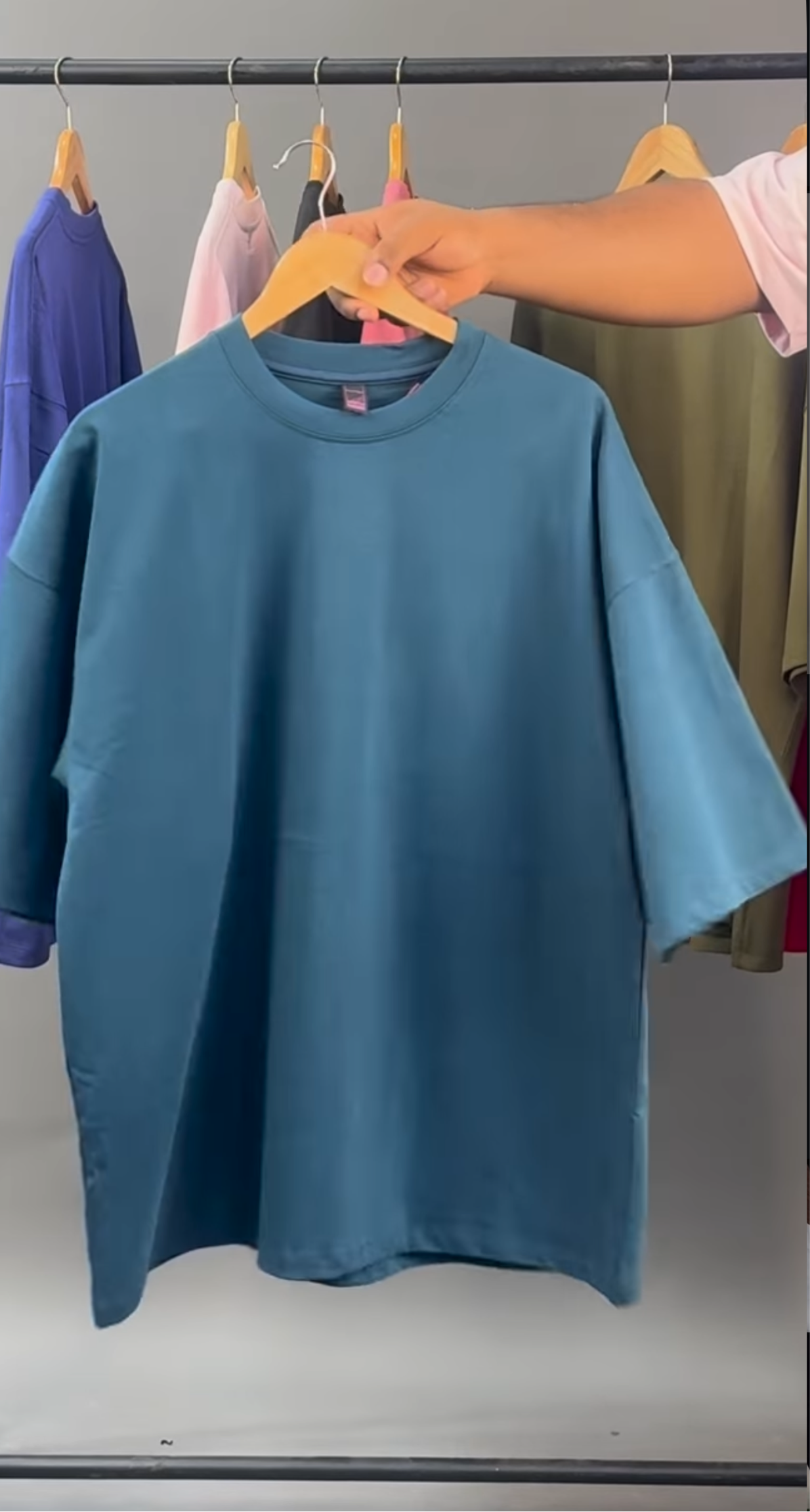 280GSM APPAREL CARE OVERSIZED PLAIN TEE IN PETROL BLUE