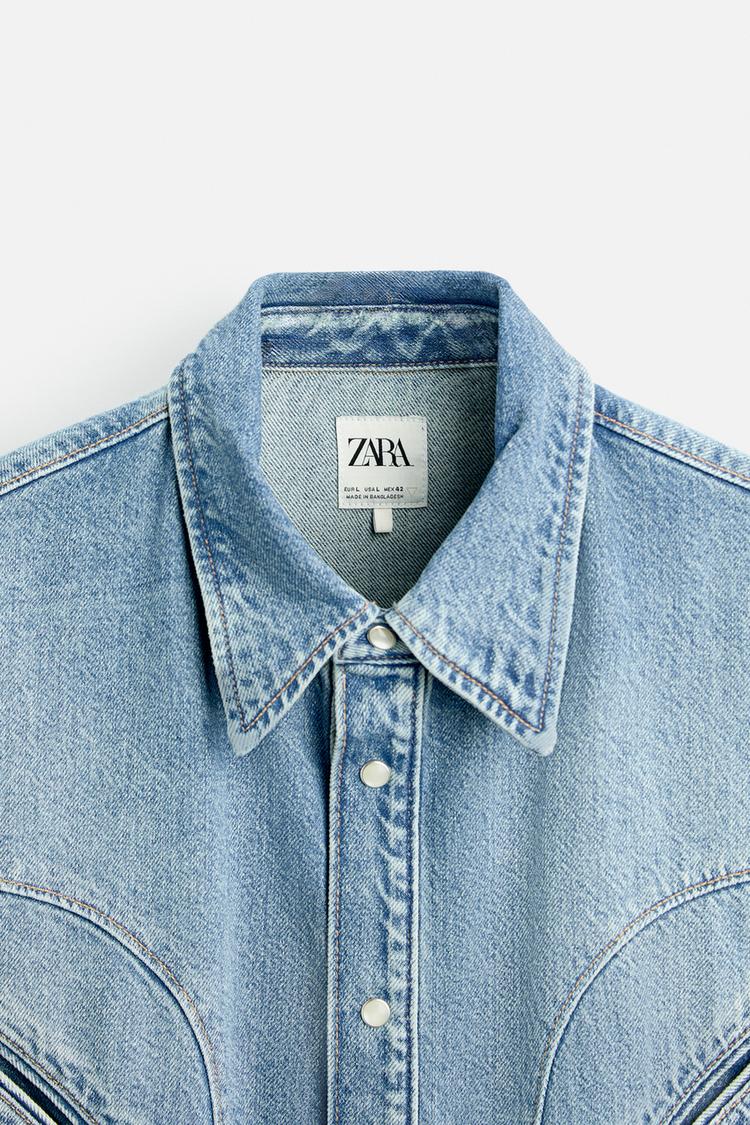 ZARA DENIM SHIRT WITH POCKETS