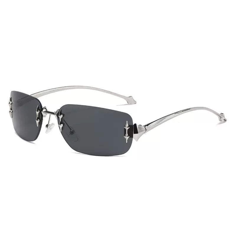 Rimless Y2K glasses