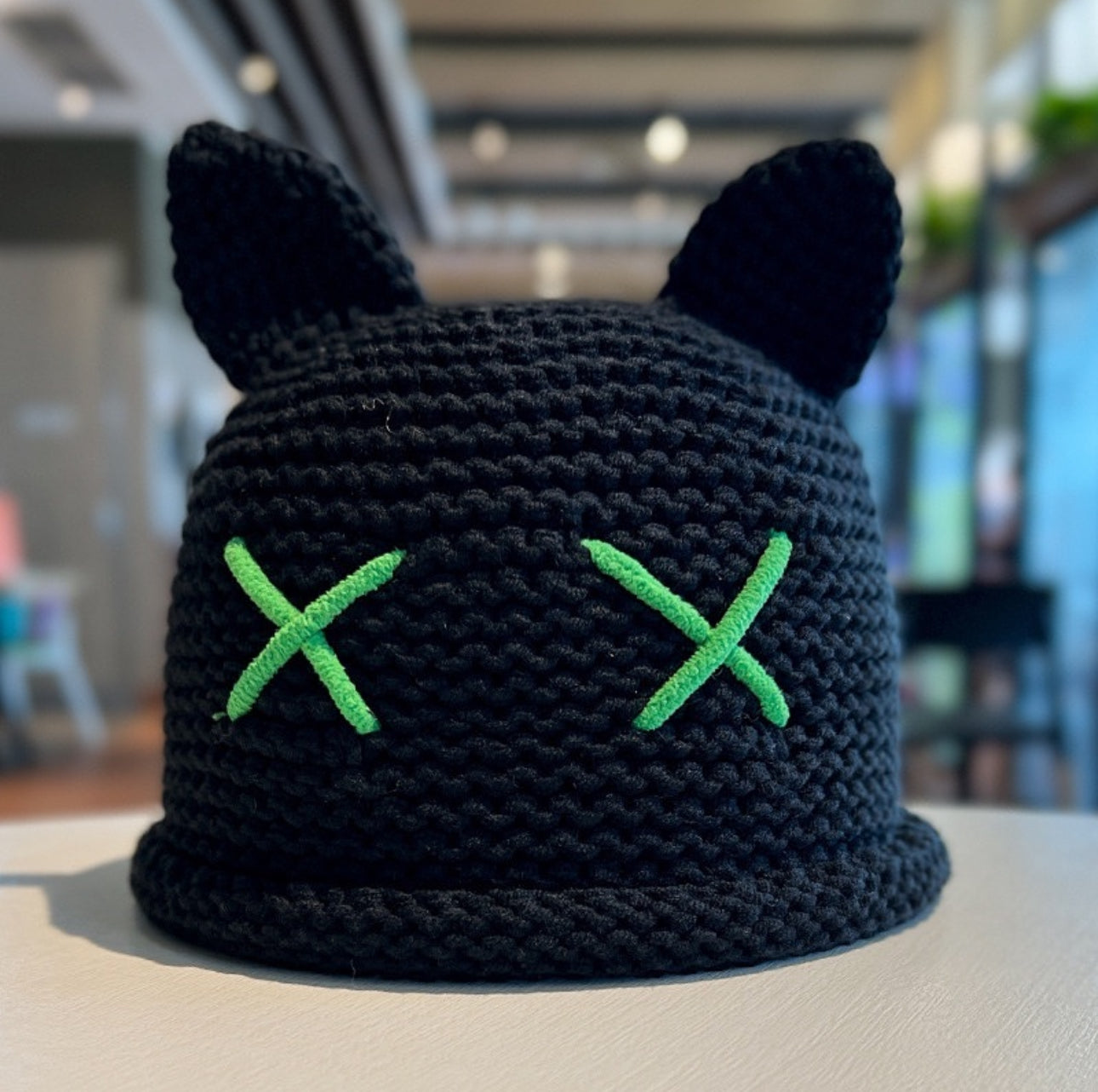 Knitted cat ear beanie