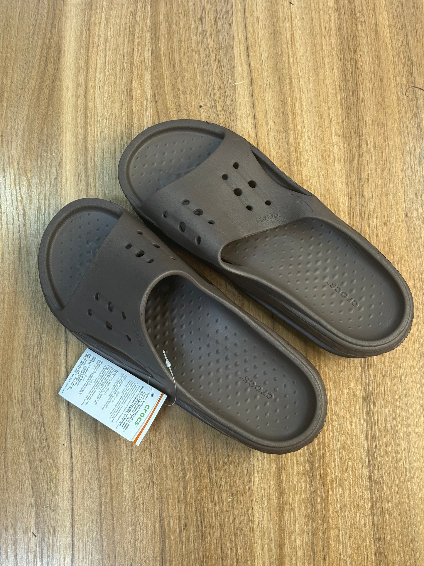 Crocs slippers with chunky sole brown