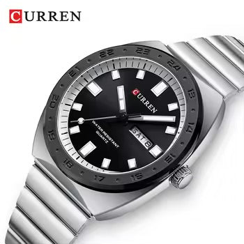 Curren Silver Chain Watch In Black Dial