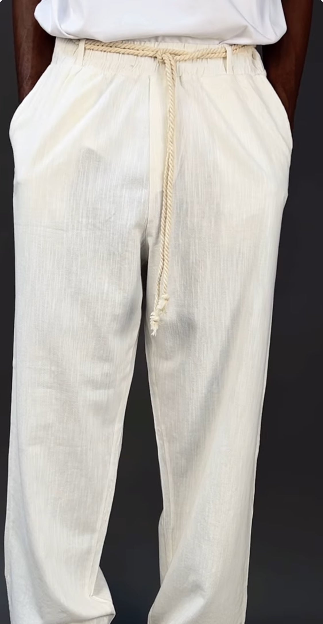 ESSENCE OF LIFE BAGGY LINEN PANTS IN WHITE