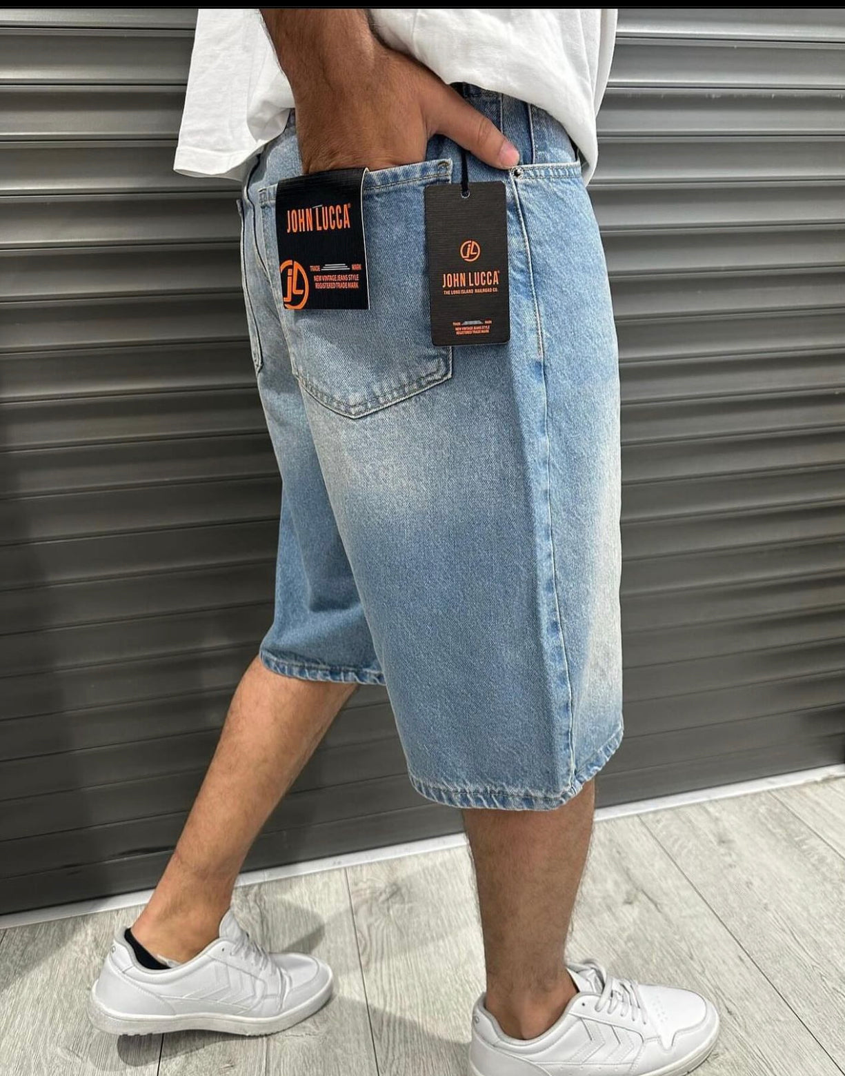 JOHN LUCCA JEAN SHORT IN BLUE