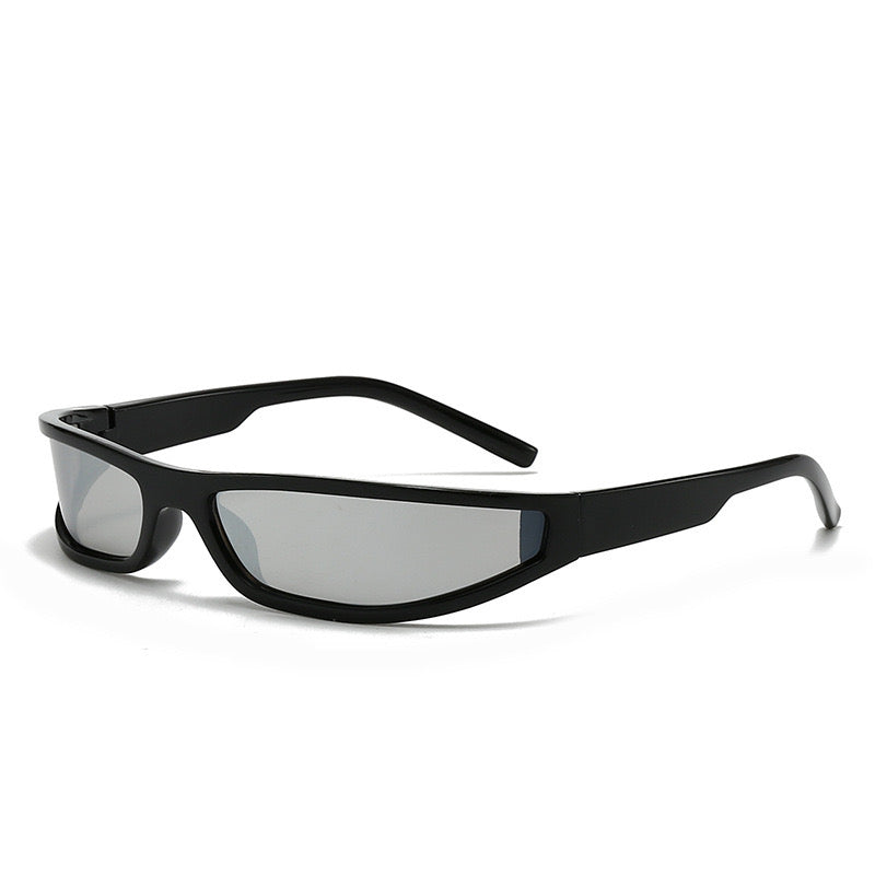 NARROW Y2K GLASSES black and metallic Lens