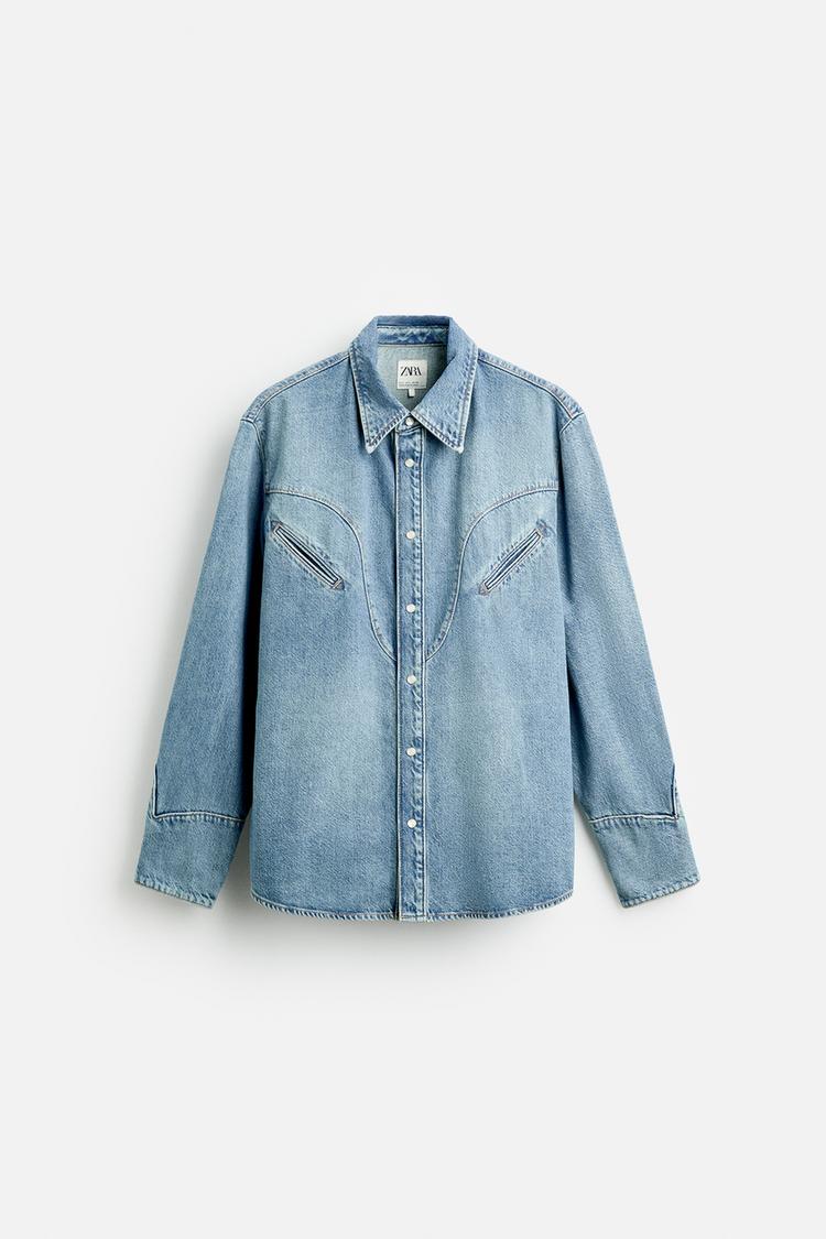 ZARA DENIM SHIRT WITH POCKETS