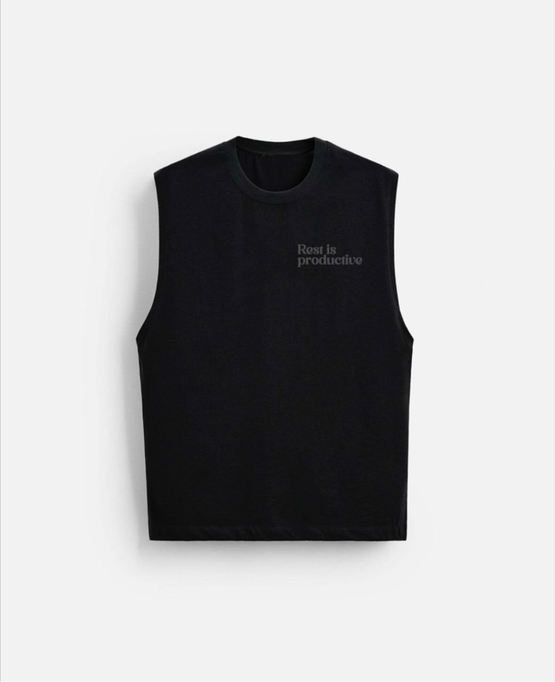 ZEDEK STUDIOS REST IS PRODUCTIVE SLEEVELESS TEE