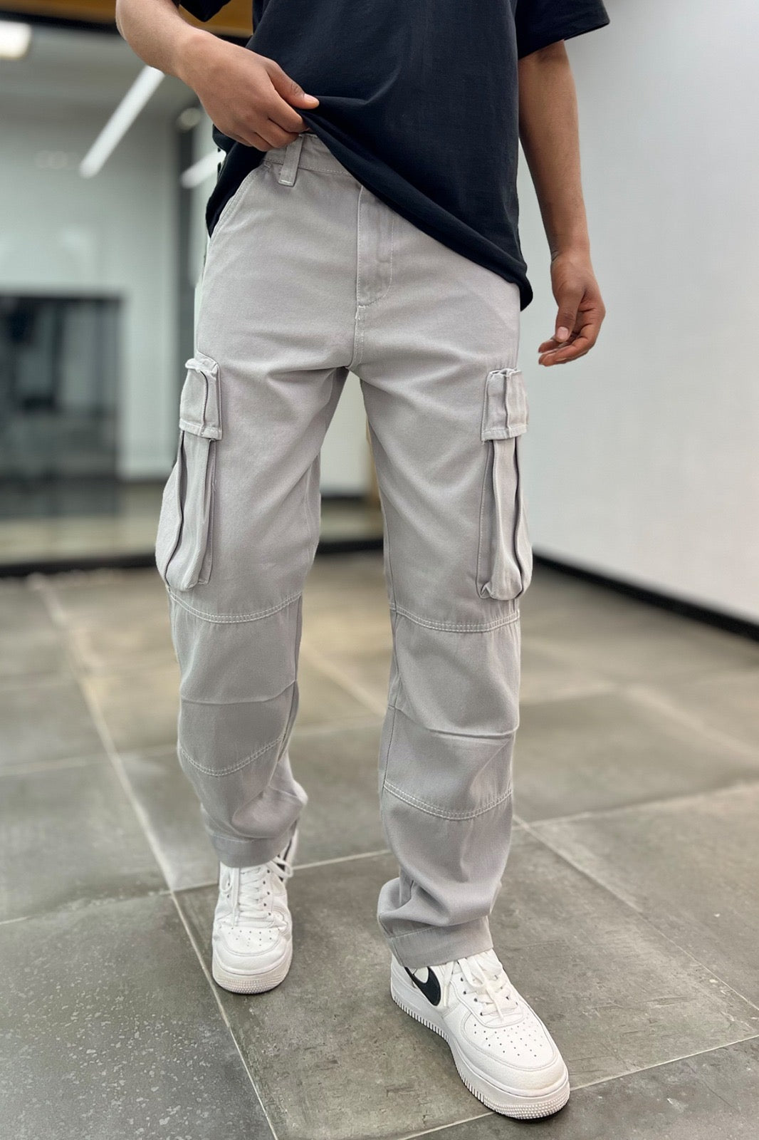 Denim republic combat pant in grey