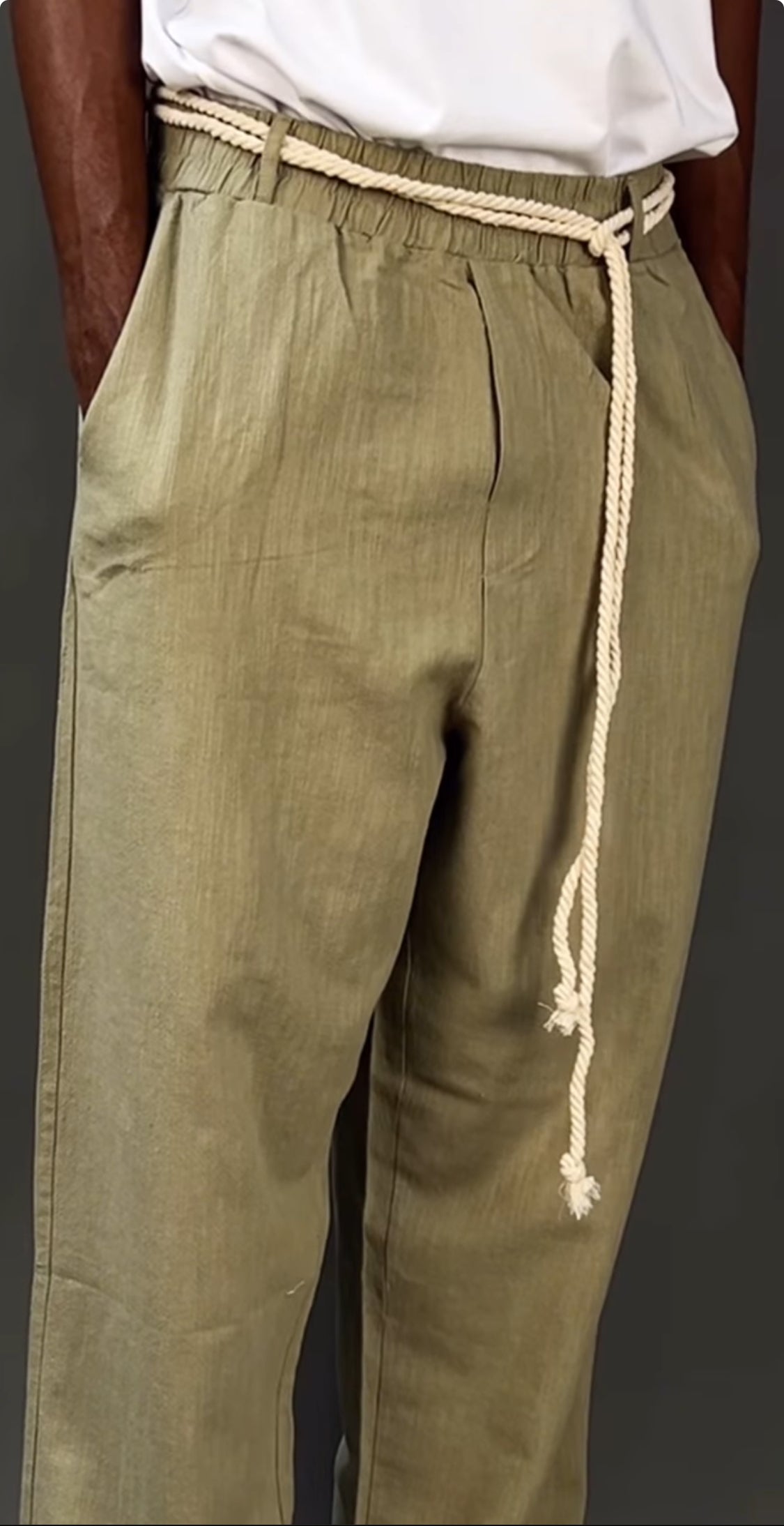 ESSENCE OF LIFE BAGGY LINEN PANTS IN GREEN