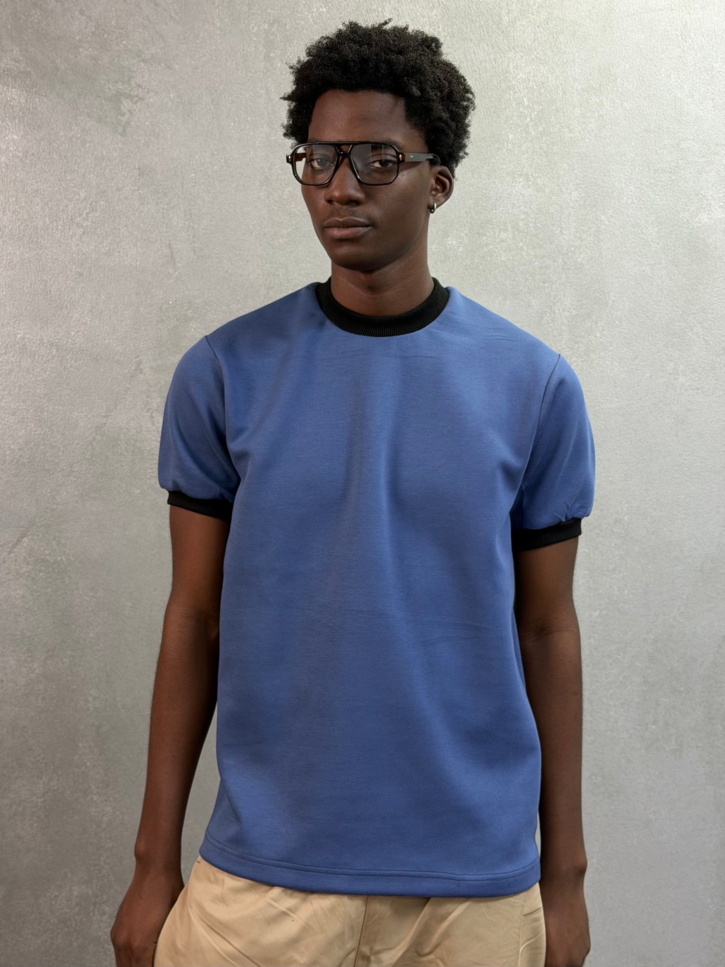 Plain Ringer tees in Deep Blue