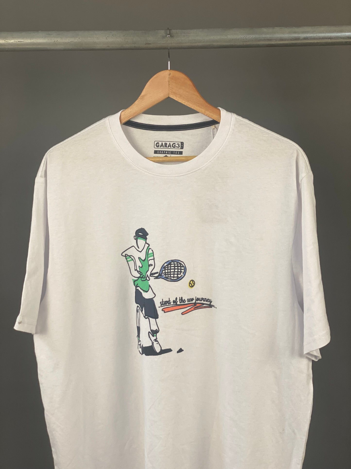 Garage start of the new journey t-shirt
