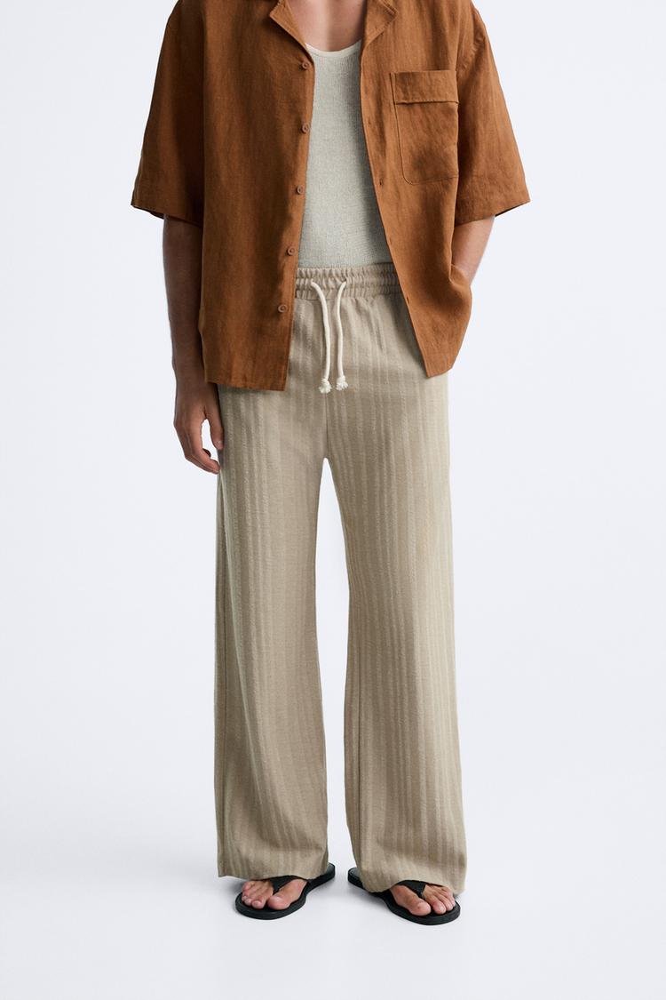 ZARA STRIPED JACQUARD TROUSERS