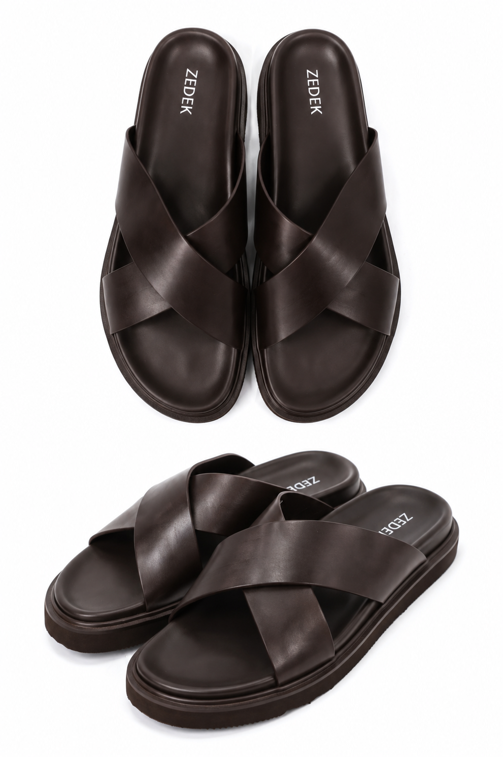 ZEDEK CRISS CROSS SLIDES IN
BROWN(comes in a box)