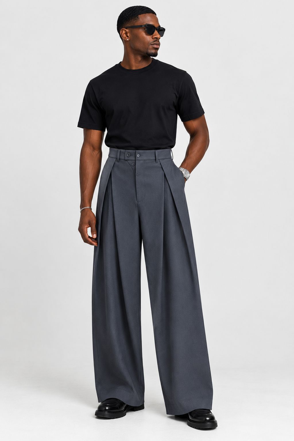 Plain office pants in grey