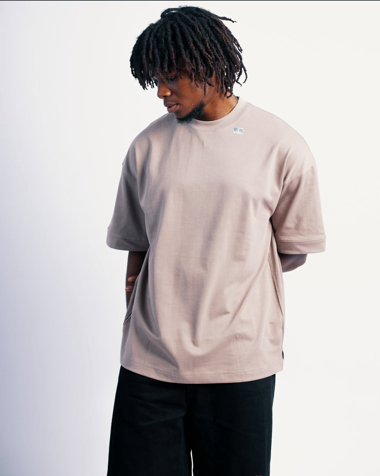 280gsm ripped oversized plain tee in light brown