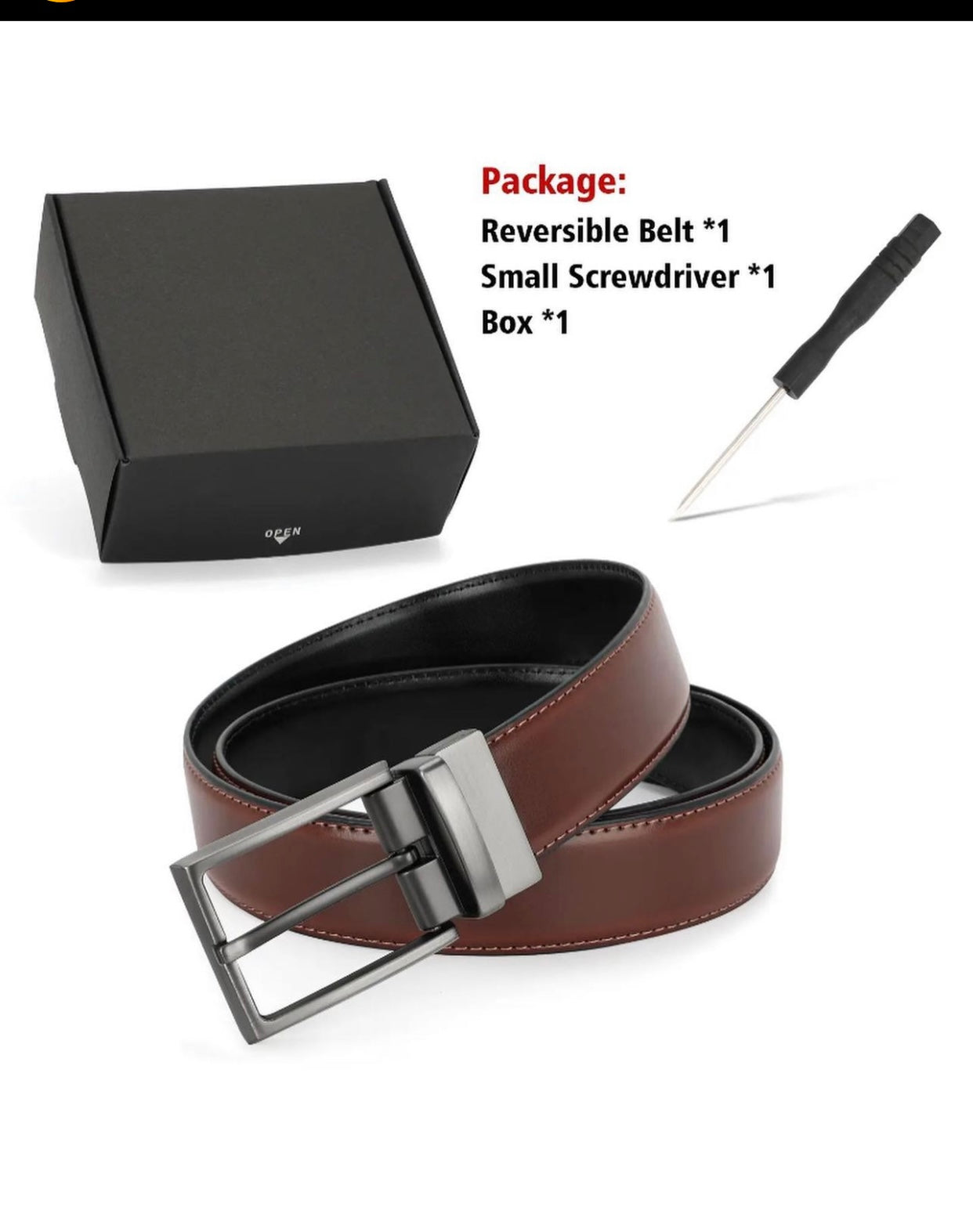 Two in one reversible leather belt