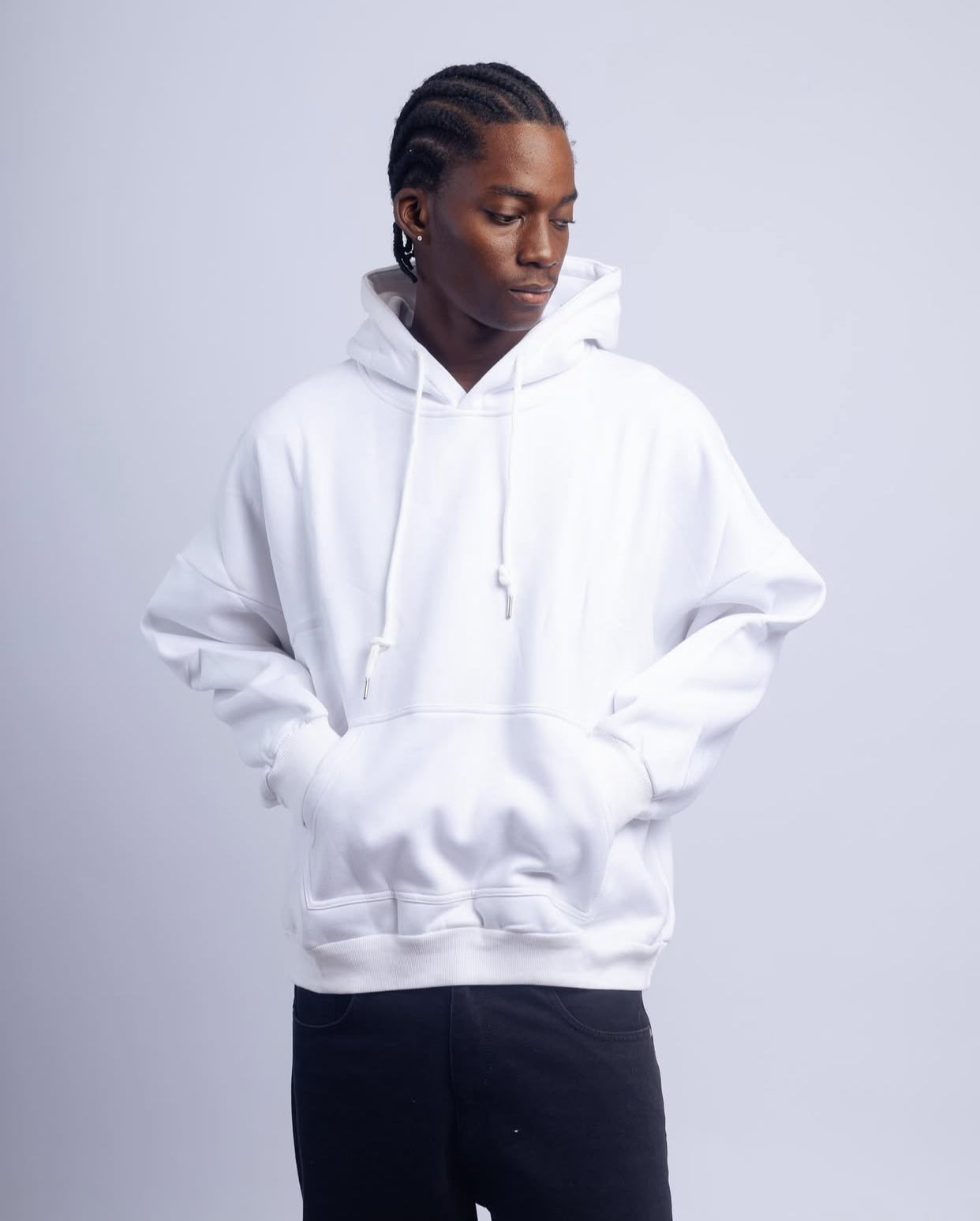 Heavy weight plain hoodies in white
