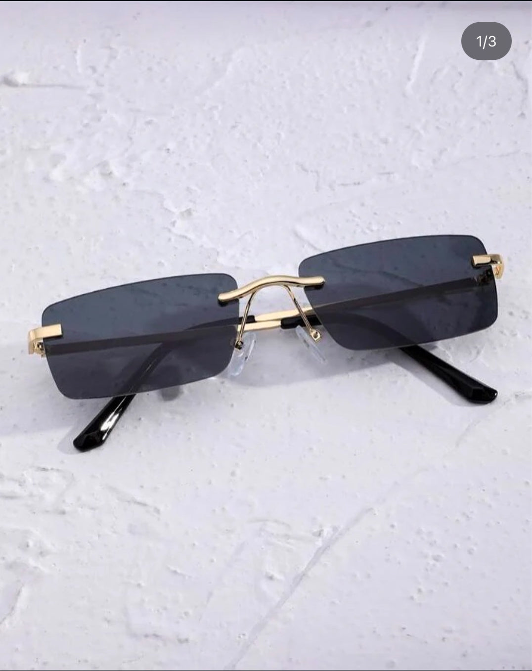 RECTANGLE RIMLESS BLACK LENS GLASSES