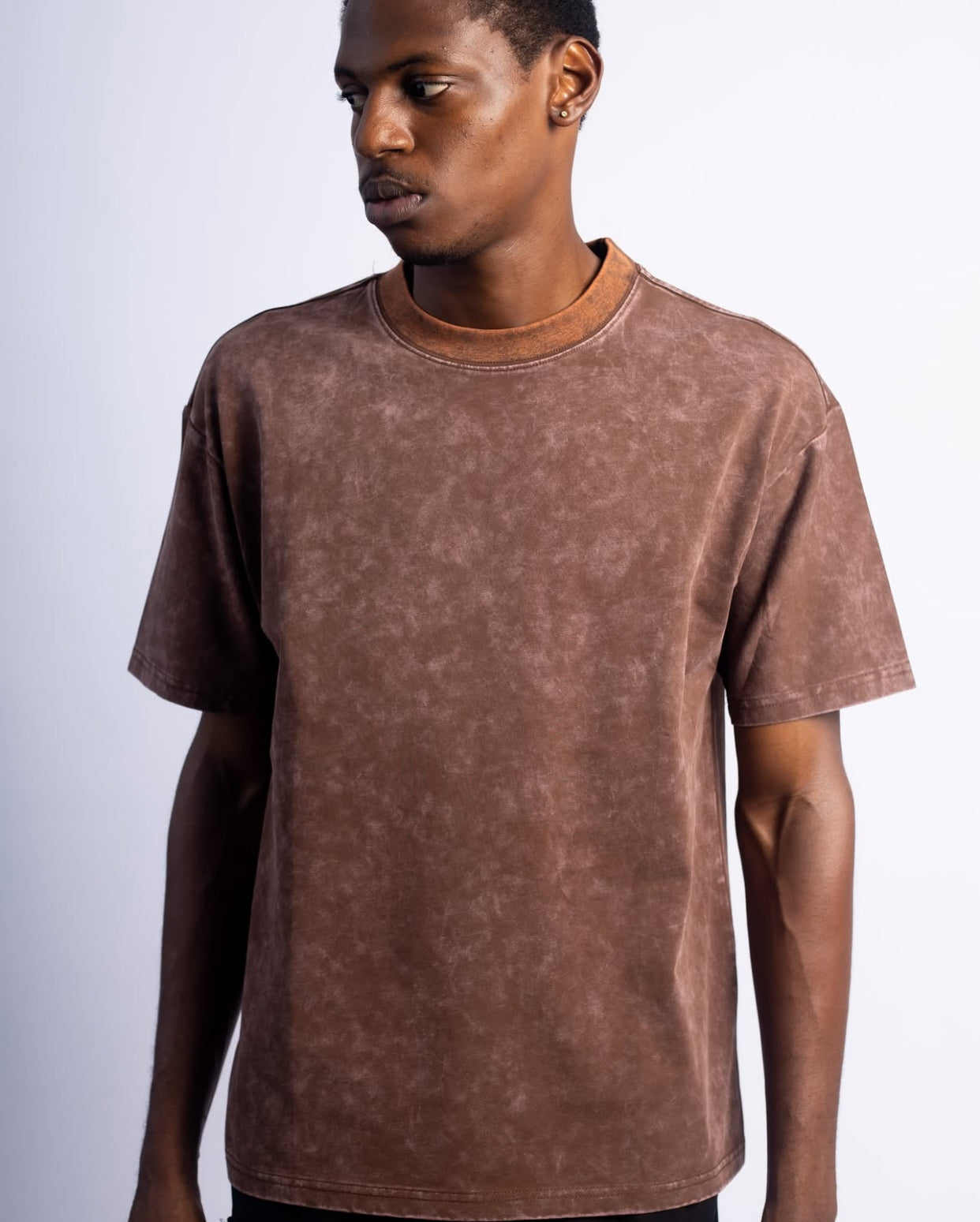Plain acid Wash tee in brown