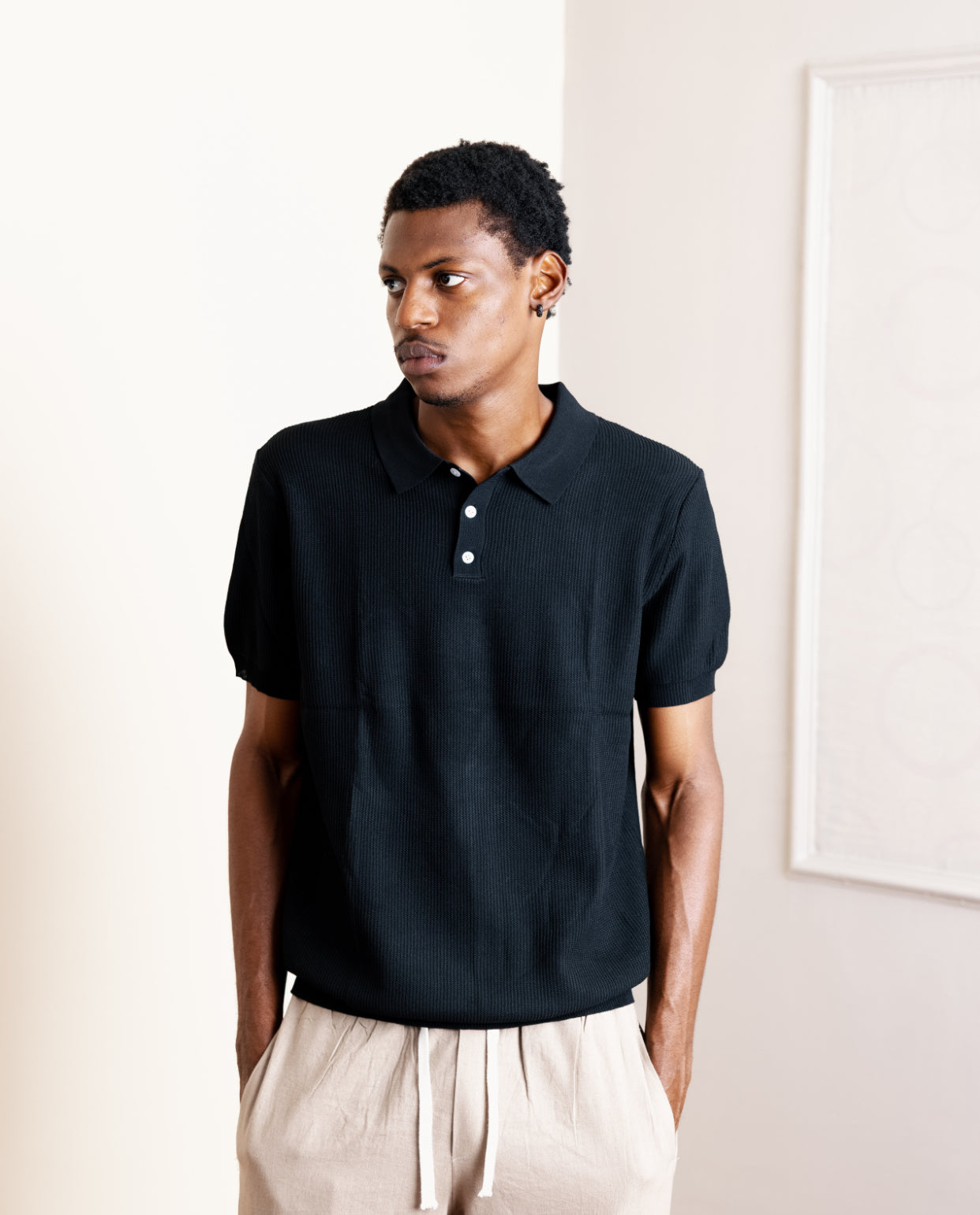 Knitted Polo In Black 001