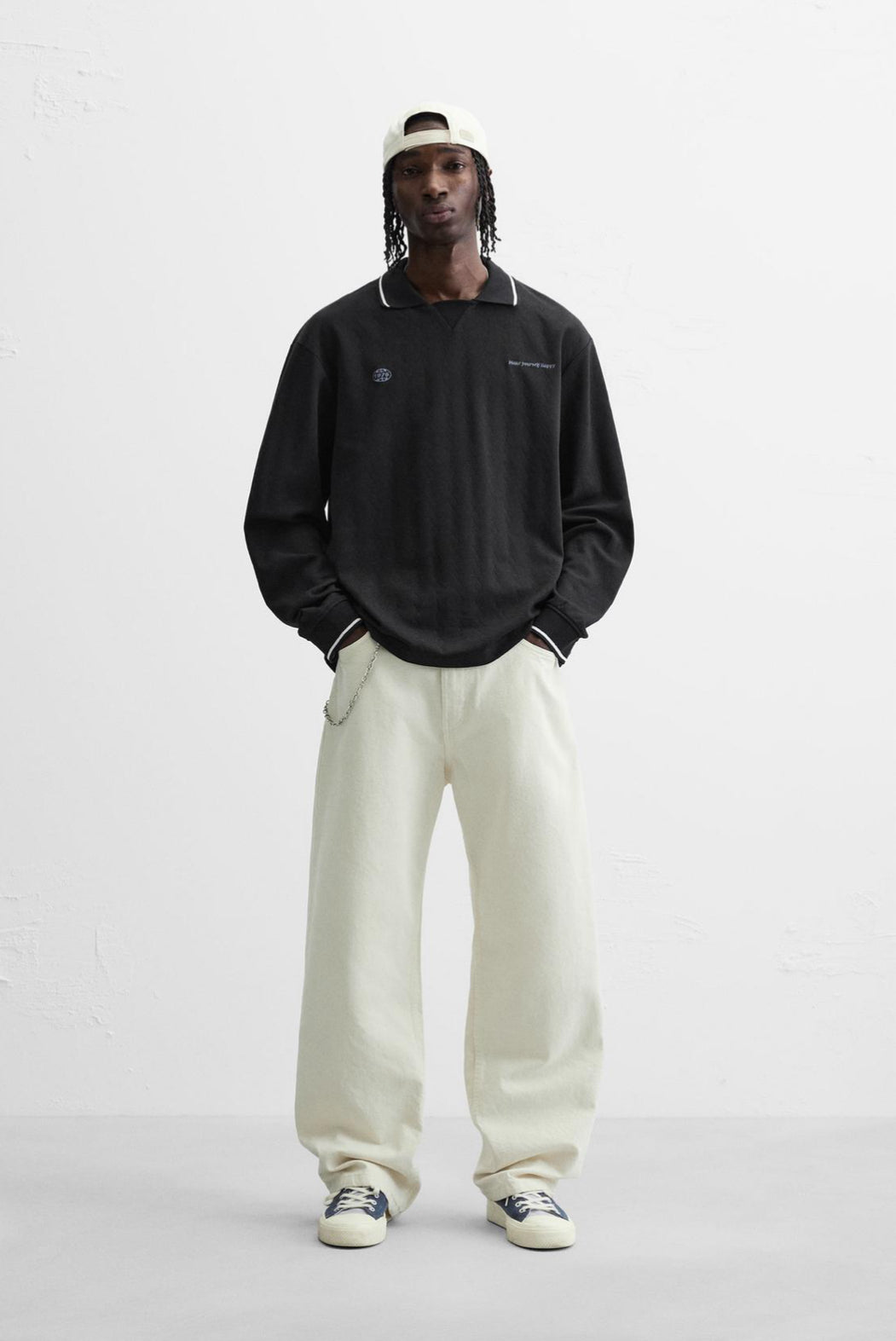 ZARA EMBROIDERED JACQUARD POLO SHIRT