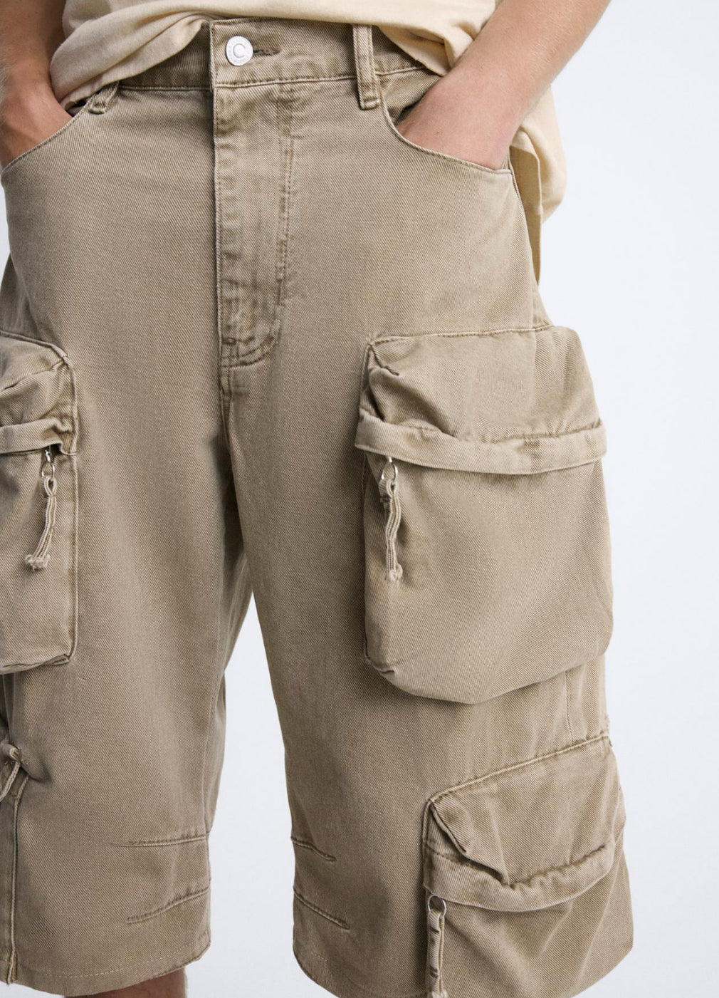 ZARA CARGO POCKET DENIM BERMUDA SHORTS