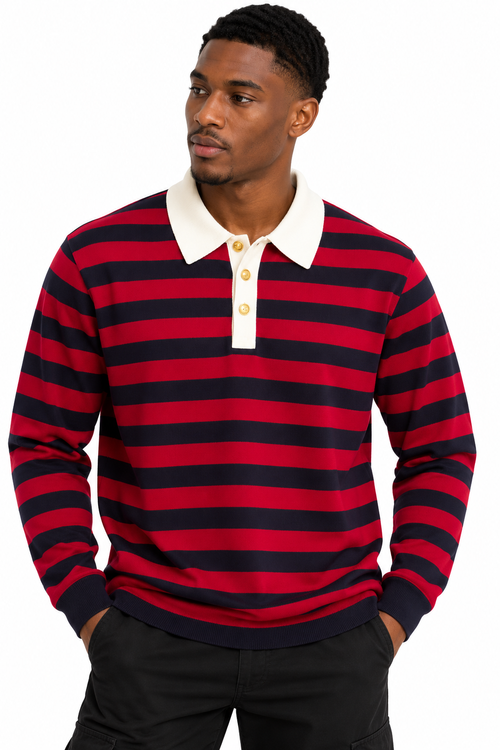 Giesto red/navy stripped polo shirt
