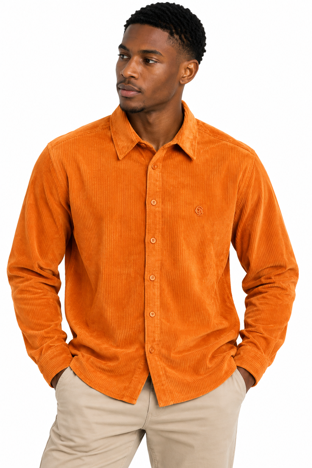 Giesto corduroy button up shirt orange
