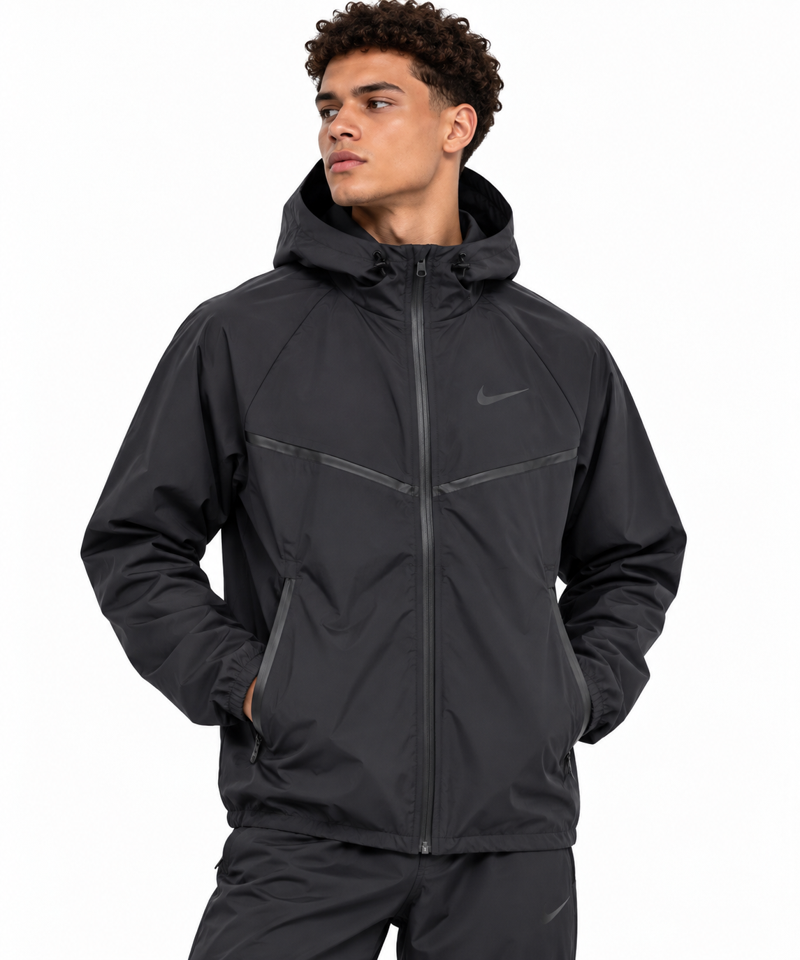 Nike black technical hooded windbreaker jacket