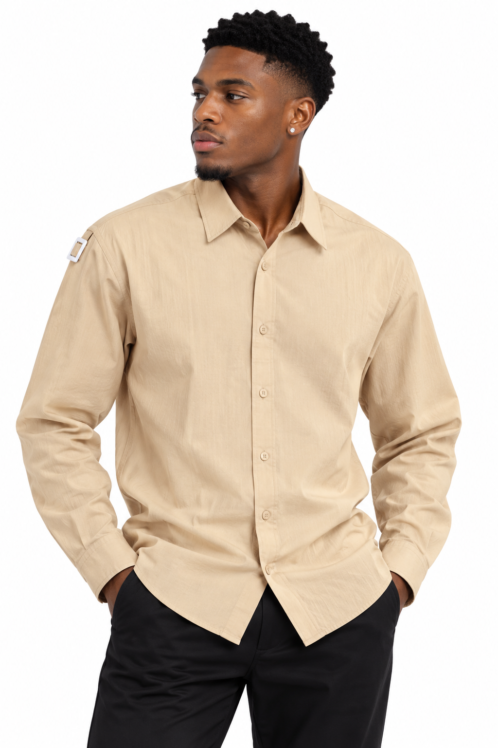 Retro cl beige longsleeve button up shirt