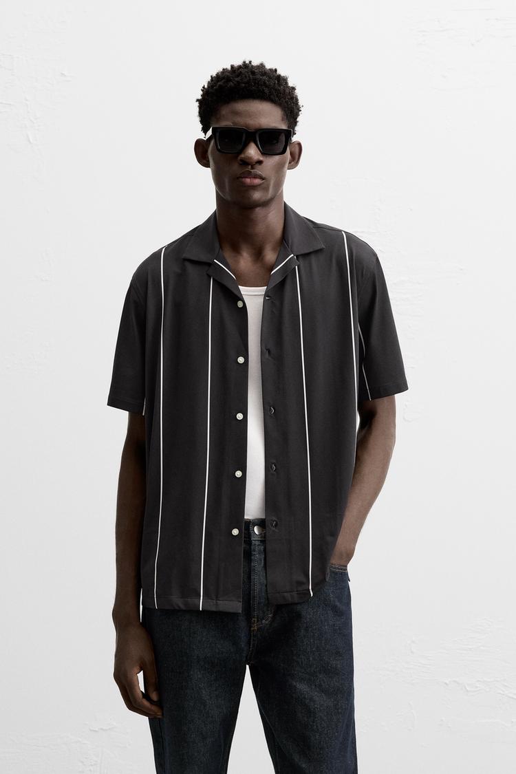 ZARA STRIPED STRETCHY SHIRT