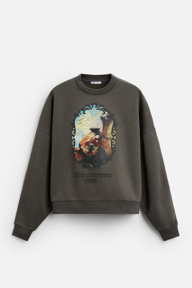 ZARA CONTRAST PRINTED SWEATSHIRT