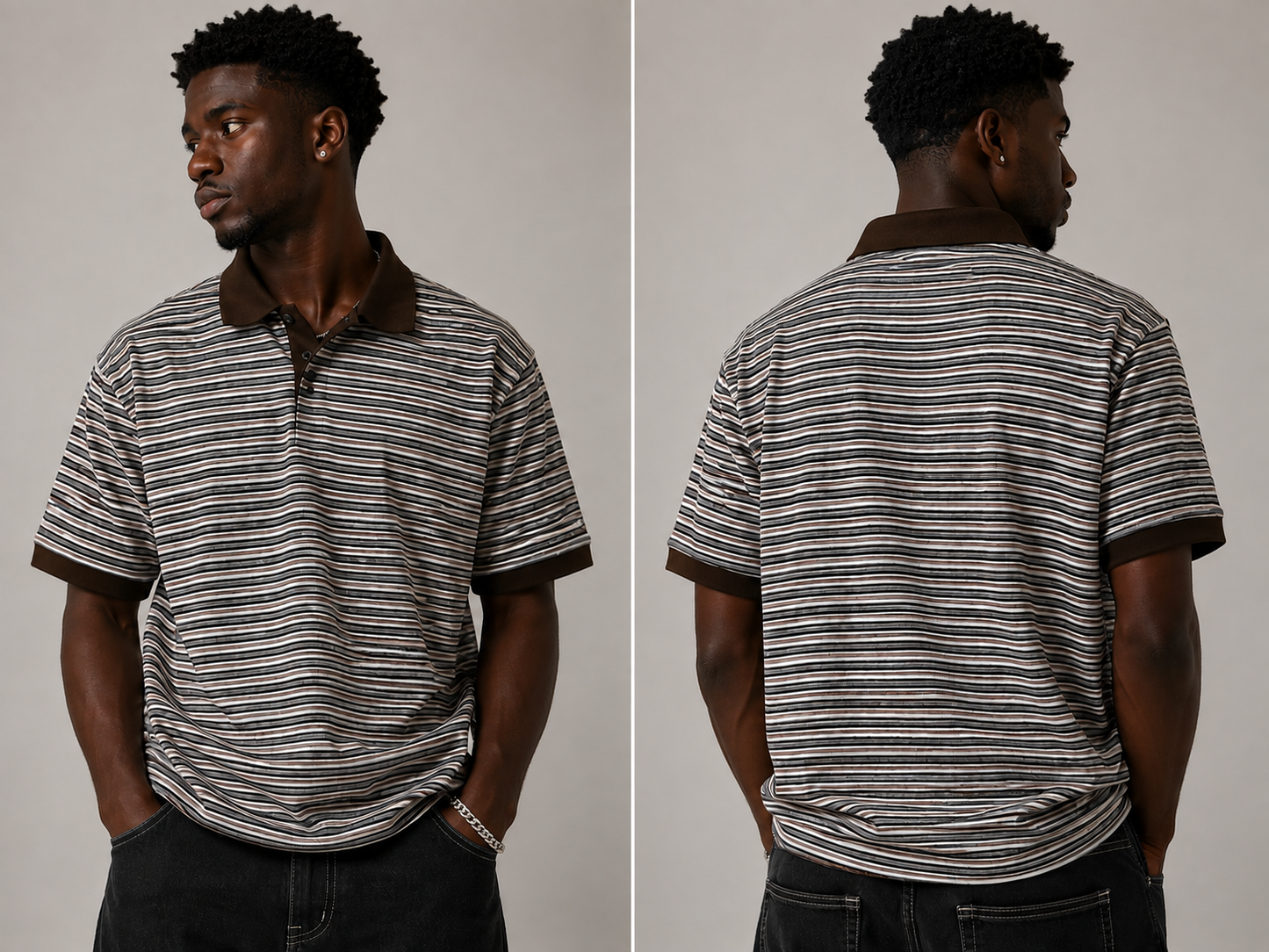 A wspikyhead stripped tee in brown
