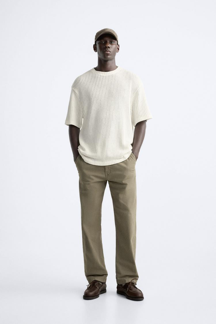 ZARA TEXTURED OPENWORK SWEATSHIRT