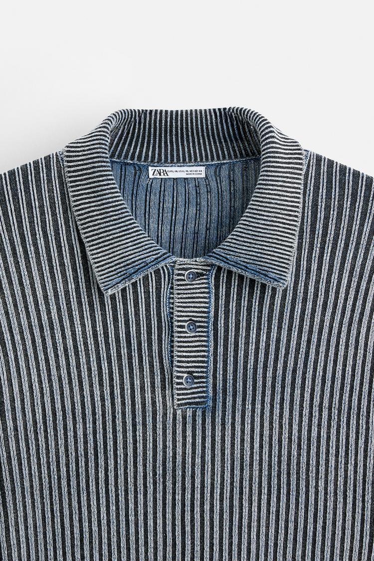 ZARA WASHED KNIT POLO SHIRT