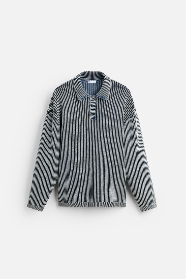 ZARA WASHED KNIT POLO SHIRT