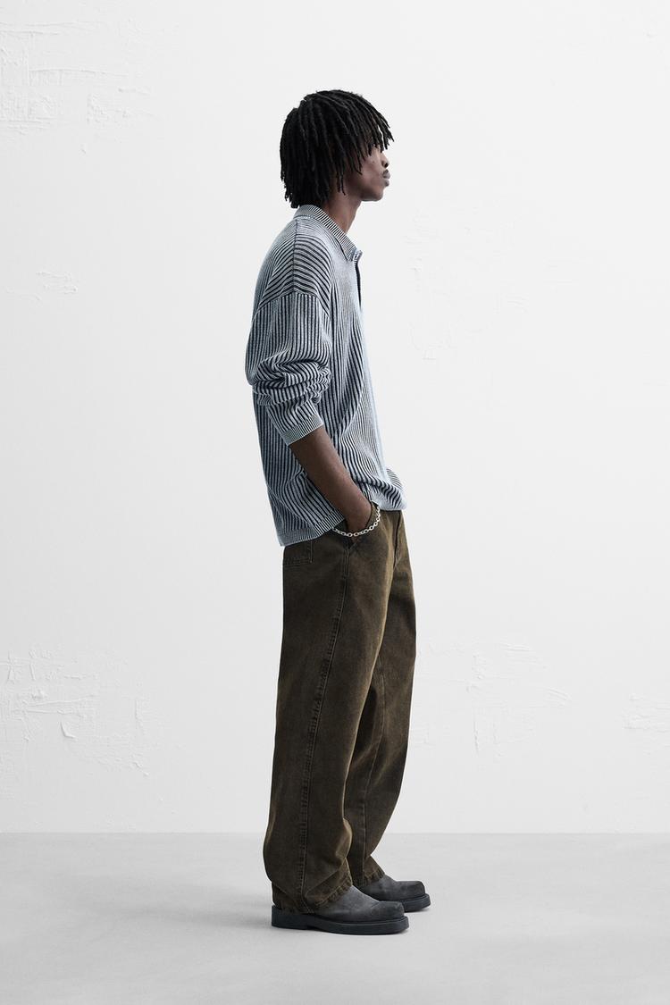 ZARA WASHED KNIT POLO SHIRT