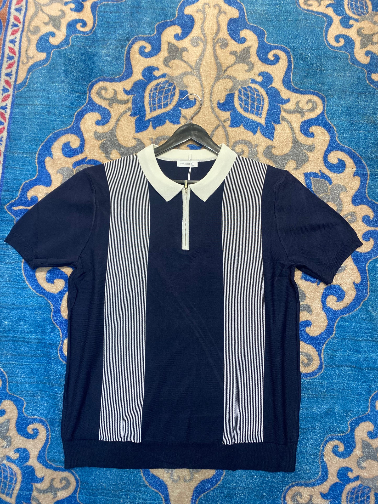 Knitted Polo Navy Blue E77053