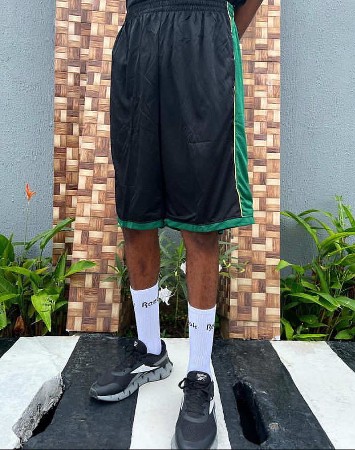Mesh sport short in black and green