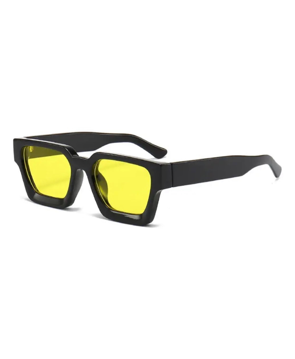 Retro Chunky yellow lens rectangle sunglasses