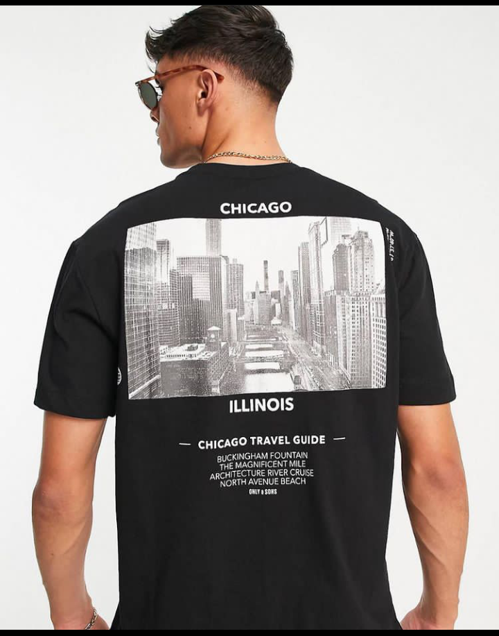 Oversized Chicago Print T-Shirt