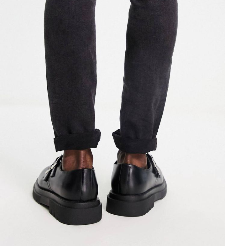 Truffle collection leather chunky shoe in black