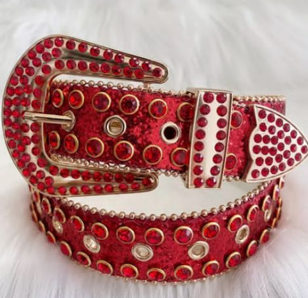 Red rhinestone belt 096