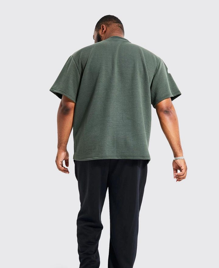 Plus Quilted oversized extended neck Tshirt khaki